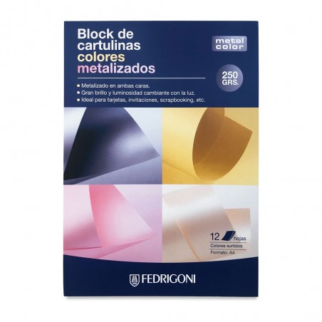 BLOC FEDRIGONI METALIZADO A4 250G 6COL 12H